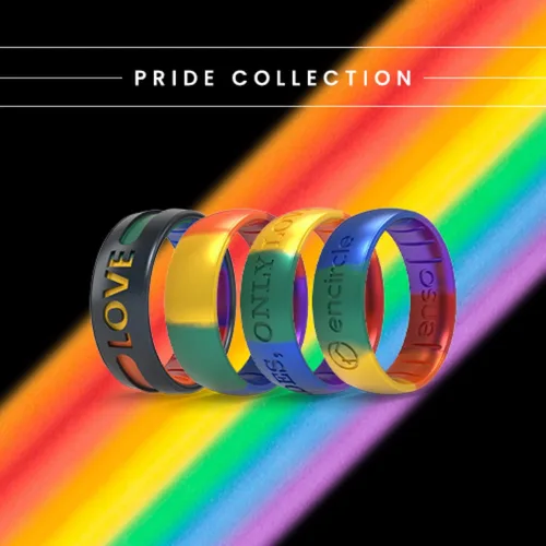 Vista 3 de Enso Rings Pride Collection - Anillo de silicona LGBTQ+ - Diseño grabado - cómodo, transpirable y seguro
