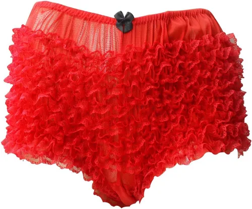 Vista 5 de Pantalones cortos para mujer sexy de encaje con volantes Tanga Dance Frilly Bloomers Sissy Booty