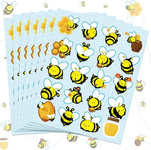 Vista 8 de 500 calcomanías impermeables de abeja para niños, 25 hojas, 20 estilos, calcomanías autoadhesivas de abeja de miel para manualidades, aula, escuela