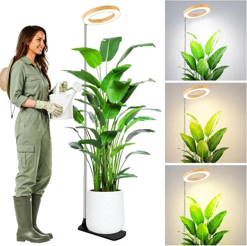 Vista 17 de LBW Luces de cultivo para plantas de interior, luz de espectro completo de 6.3 pulgadas con base, lámpara de cultivo ajustable de altura de 59