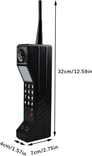 Vista 3 de Adorno retro de ladrillo para teléfono celular, modelo retro de los años 80 y 90, adorno de teléfono celular para simulación fotográfica, Negro