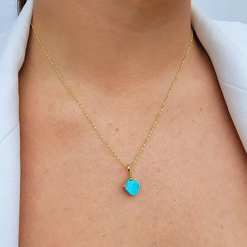 Vista 24 de Juego de joyas de piedras preciosas crudas reales con plata de ley 925 chapada en oro real, collar y aretes de piedra natal, regalo para ella por