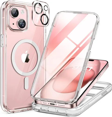 Vista 249 de Miracase - Funda magnética para iPhone 13 Pro Max de 6.7 pulgadas (compatible con MagSafe), transparente, completo, protector de pantalla de vidrio