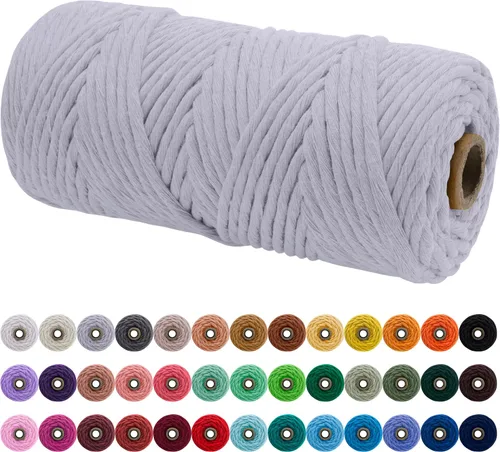 Vista 155 de JeogYong Cordón de macramé de un solo hilo 3 mm x 109 yardas (328 pies) Cuerda de algodón suave Hilo de macramé de 3 mm, suministros de macramé