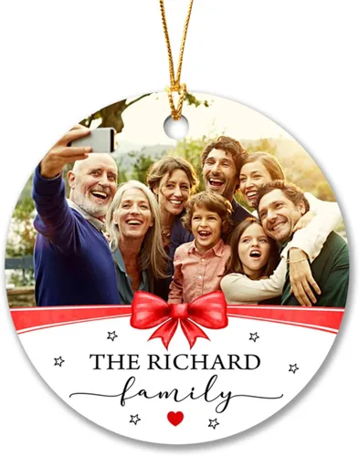 Vista 12 de Adorno de Navidad personalizado con foto del primer año del bebé 2025, adorno de Navidad con foto personalizada del primer año del bebé para nuevos