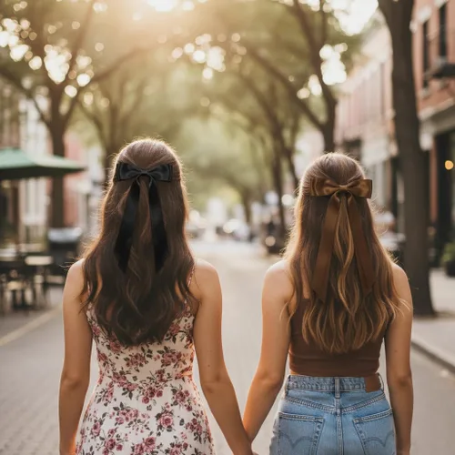 Vista 6 de Lazos para el pelo con clips para mujer, cintas para el pelo con lazo para niñas, accesorios de moda de otoño para el cabello, Negro y Marrón