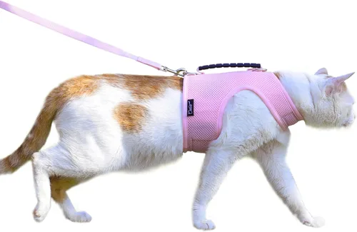 Vista 21 de Arnés de gato con correa, ajustable para gatos, chaleco acolchado para gatos, Black Plaid