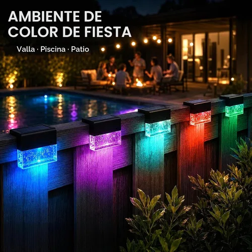 Vista 8 de SUNFACE Luces solares para terraza al aire libre, paquete de 4 luces solares impermeables para valla