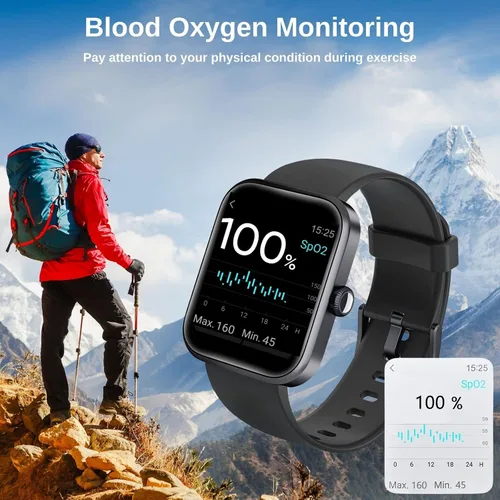 Vista 4 de Holiday Relojes inteligentes para hombres y mujeres, Alexa integrado, reloj de fitness con oxígeno en sangre, frecuencia cardíaca, monitor de sueño