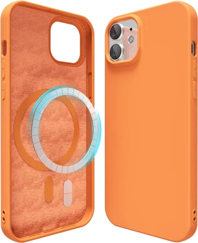 Vista 26 de oakxco Funda de silicona para iPhone 12 Pro Max, magnética, compatible con carga inalámbrica Magsafe, cubierta protectora de goma suave y delgada
