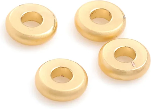 Vista 12 de Craftdady 100 cuentas redondas de latón macizo rellenas de oro de 14 quilates, cuentas pequeñas espaciadoras para pulseras, collares, suministros