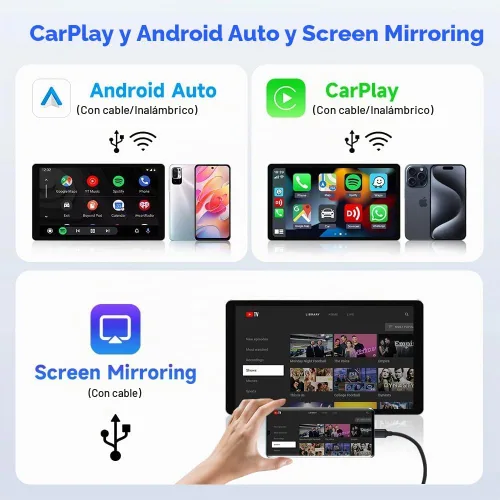Vista 6 de CarlinKit Adaptador inalámbrico CarPlay Android Auto CCPA para radio de coche Android Install AutoKit APK,Plug & Play,Screen Mirroring,OTA