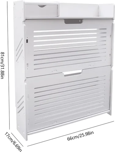 Vista 2 de YIYIBYUS Armario de almacenamiento de zapatos con 2 abatibles para entrada, zapatero moderno con puertas, organizador de almacenamiento de zapatos