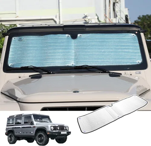 Vista 7 de Parasol para parabrisas de automóvil compatible con INEOS Grenadier 2020-2025, protector solar para parabrisas delantero, protección contra rayos UV