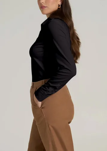 Vista 4 de Camisas con botones para mujer, camisas de vestir de manga larga, elásticas, sin arrugas, para el trabajo, blusas casuales de oficina
