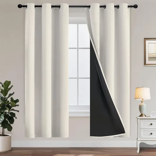 Vista 179 de Yakamok Cortinas negras, cortinas de ventana con aislamiento térmico y eficiencia energética para dormitorio, cortinas opacas completas y cortinas