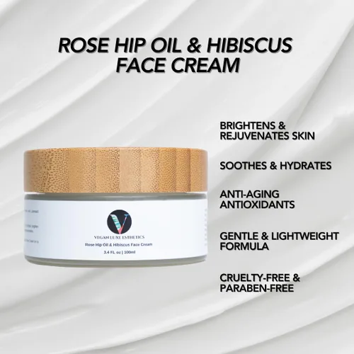 Vista 2 de I Crema facial con aceite de rosa mosqueta y hibisco I Hidratación no grasa para todo tipo de piel I Equilibrio, ilumina y suaviza tu piel I No