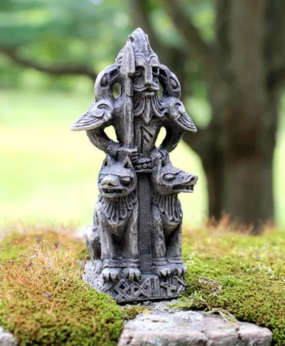 Vista 4 de Dryad Design Figura de Odín de Dios nórdico de todo padre, acabado en piedra