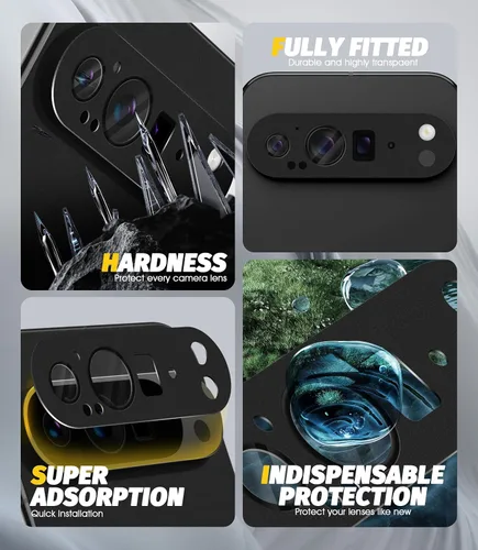 Vista 3 de Orzero Paquete de 2 protectores de lente de cámara compatibles con Google Pixel 9 Pro XL, protector de cámara de metal y vidrio de alta calidad