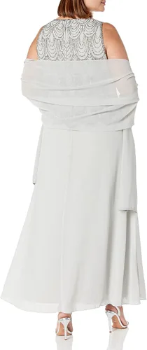 Vista 18 de J Kara Vestido largo sin mangas con cuentas y bufanda para mujer, talla grande