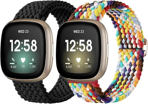 Vista 13 de Paquete de 2 bandas impermeables compatibles con Fitbit Versa 3/Fitbit Versa 4/Fitbit Sense/Sense 2, pulseras deportivas clásicas de repuesto suaves