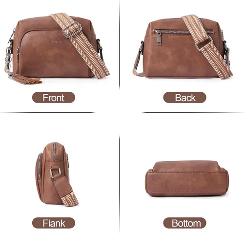 Vista 5 de CLUCI - Bolsas cruzadas para mujer, bolsas de hombro de cuero vegano, bolsas para mujer con correa ancha ajustable