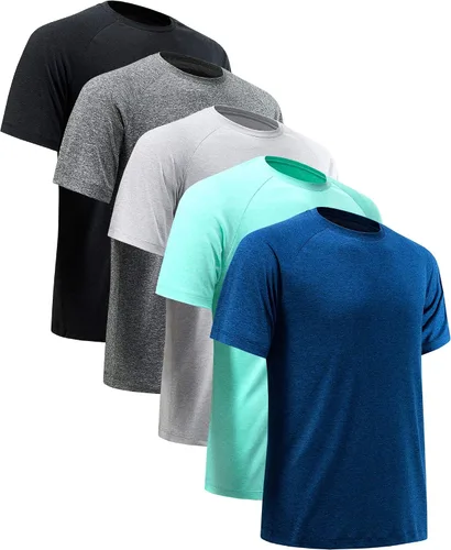 Vista 39 de Camisetas de entrenamiento para hombre, de manga corta, de secado rápido, atlético, gimnasio, activo, absorbe la humedad