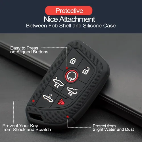 Vista 4 de 2 piezas compatibles con Chevrolet Corvette Key Fob Cover Case Key Chain Protector Keyless Entry Remote Smart 7 Botones Holder