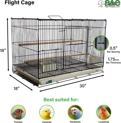 Vista 2 de A&E Cage Co 504 - Jaula para pájaros de vuelo para pinzones y periquitos Negro