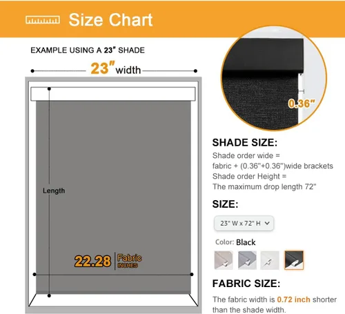 Vista 4 de Persilux Persianas enrollables opacas 100 % para ventanas, persianas enrollables inalámbricas de parada libre para ventanas, aislamiento térmico