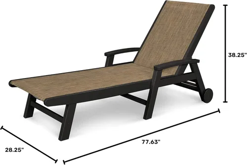Vista 3 de POLYWOOD® Tumbona costera, negro/honda de arpillera Negro / eslinga de arpillera
