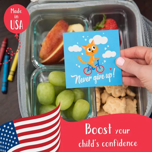 Vista 8 de Notas para la lonchera para niños, 60 bonitas tarjetas inspiradoras y motivacionales para niños y niñas