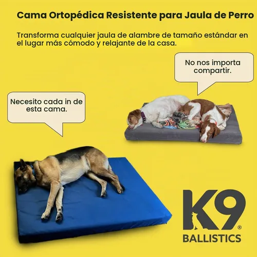 Vista 2 de K9 Ballistics Cama Ortopédica para Jaula Tough Ripstop - Almohadilla Duradera para Perrera con Funda Lavable para Cachorros y Perros Medianos, 35 x