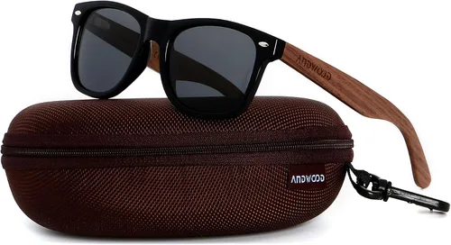 Vista 4 de ANDWOOD Gafas de sol polarizadas de madera para hombres y mujeres, protección UV, marco de bambú de madera, gafas de sol espejadas
