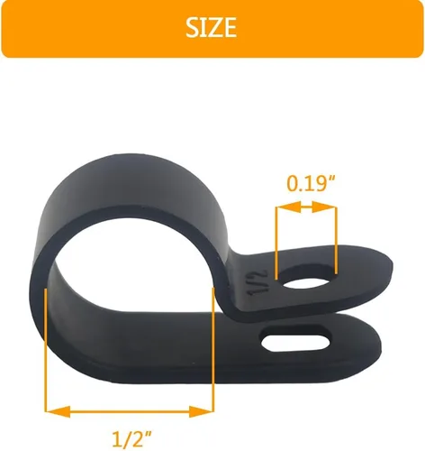 Vista 2 de 100 Uds Abrazadera De Cable 1/2 "R-Tipo Clip De Cable Abrazadera De Alambre Clips De Sujetadores De Cable De Nylon Para La Gestión De Cables - Negro