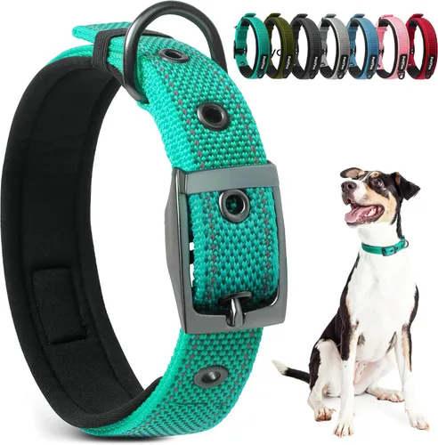 Vista 11 de PetiFine Collares para perros pequeños, collar acolchado de neopreno, collares reflectantes resistentes para mascotas con hebilla de cinturón
