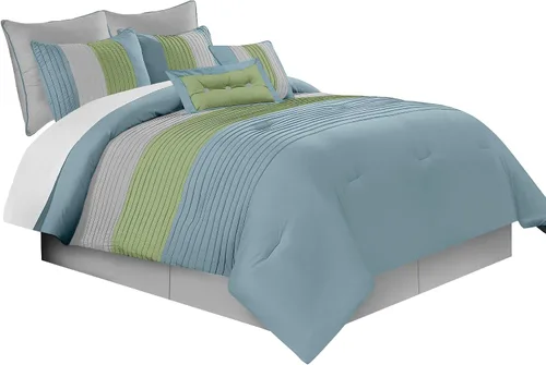 Vista 14 de Chezmoi Collection Loft - Juego de edredón de lujo a rayas de 6 piezas (tamaño individual, negro/gris/blanco)