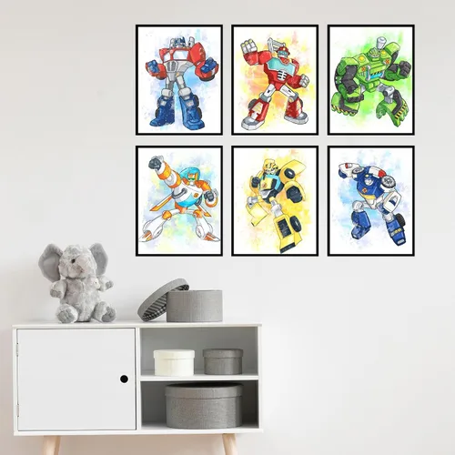 Vista 5 de Transformers Prints - Juego de 6 fotos de decoración de pared (8 x 10 pulgadas)