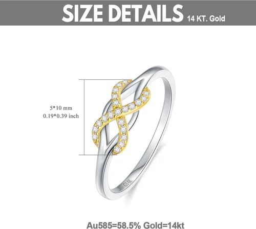 Vista 7 de SISGEM Infinity Love Band Anillo de oro macizo de 14 K con símbolo de nudo de amor celta de oro natural, anillo de compromiso para mujeres y niñas