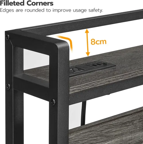 Vista 6 de HOOBRO Cabecera Tamaño Queen, Cabecera con 2 Tomacorrientes y 4 Puertos USB, Altura Ajustable, Estante de Almacenamiento, Resistente y Estable