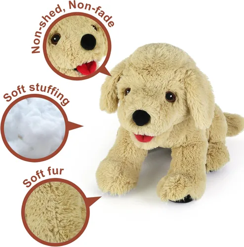 Vista 4 de LotFancy Animales de peluche de perros, 12 pulgadas, tiernos animales de peluche Golden Retriever, juguete de peluche de cachorro sentado, regalo