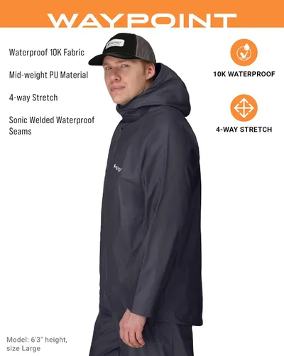 Vista 2 de FROGG TOGGS Waypoint Angler Chaqueta impermeable y duradera para hombre con elástico en 4 direcciones