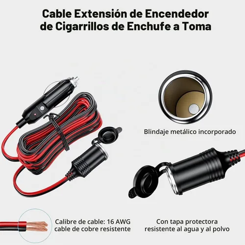Vista 4 de KEWIG Cable de extensión para encendedor de cigarrillos de coche de 12/24V