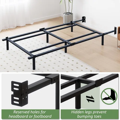 Vista 4 de Twin Metal Bed Frame, 7 Inch Low Heavy Duty Platform Bed Frames Twin Size for Box Spring and Mattress, Easy Assembly, Noise-Free, Adjustable, Black