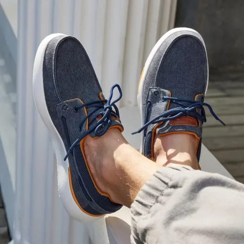 Vista 7 de OrthoComfoot Mocasines ortopédicos sin cordones para hombre mocasines casuales de lona para fascitis plantar con soporte de arco, cómodos zapatos
