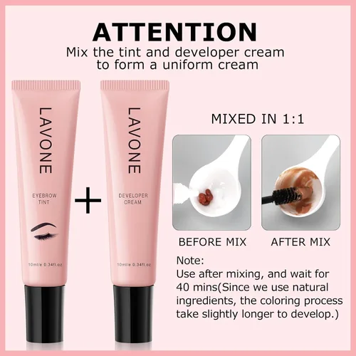 Vista 5 de Kit de color de cejas con color de cejas y lápiz de cejas, set de maquillaje de cejas 2 en 1 con efectos naturales, fácil y seguro de usar 10ml