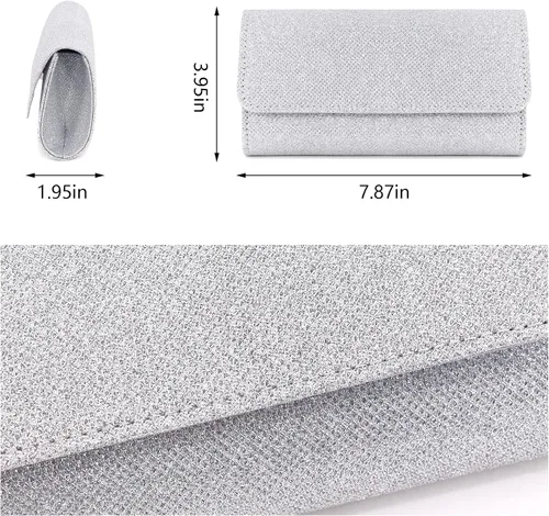 Vista 6 de Naimo - Deslumbrante bolsa pequeña de solapa, con cadena desmontable para eventos nocturnos.
