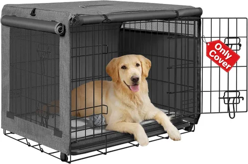 Vista 11 de Seiyierr Funda para jaula de perro – Funda para perrera para jaula de perro de 24 pulgadas, cubierta de poliéster de doble puerta para jaula