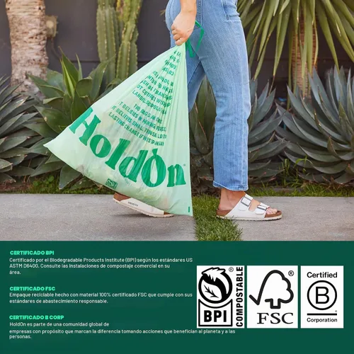 Vista 7 de HoldOn Bolsas con cordón de cocina altas compostables - 13 galones, 40