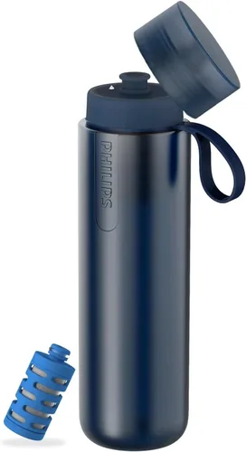 Vista 10 de PHILIPS Water GoZero - Botella de agua activa sin BPA con filtro de agua de río/lago/manantial para senderismo, campamento y fitness, filtro de agua